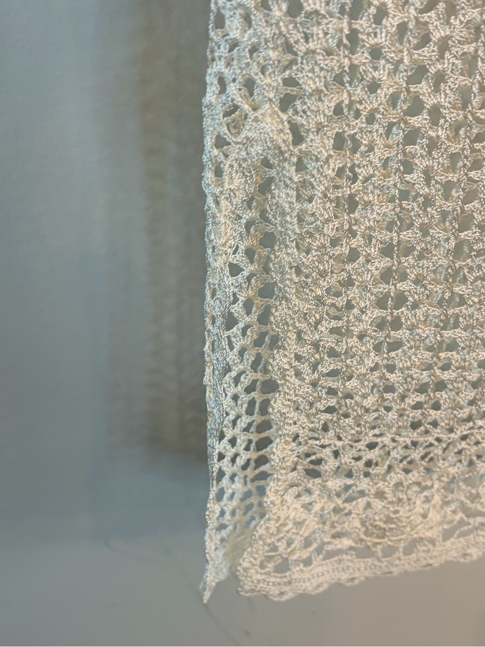 Boho Crochet Duster Cardigan Cream Open Knit Button Front Beachy Resortwear - Picture 6 of 7